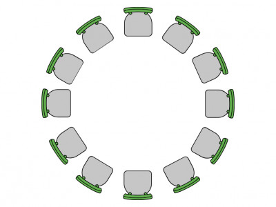 Grafik einer Bestuhlungsvariante in Kreis-Form